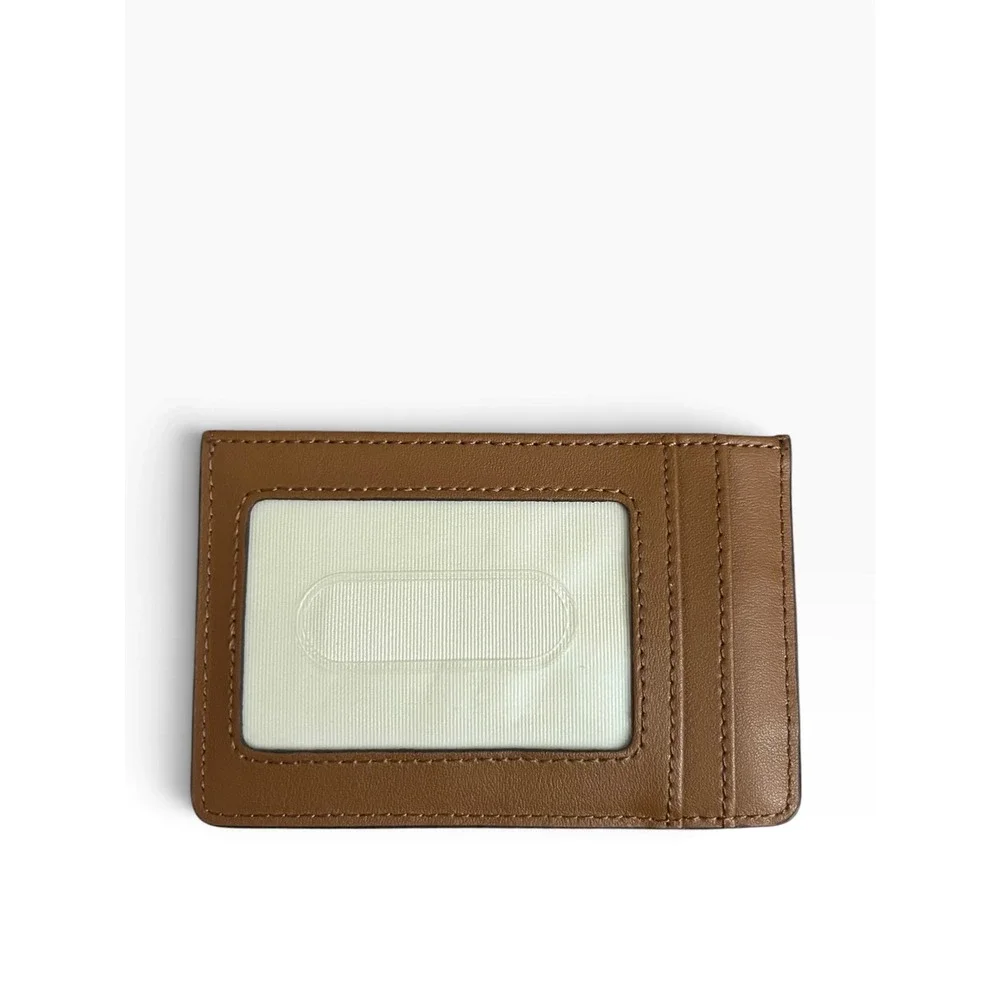 Ralph Lauren Leather Card Holder – Cognac Brown with Gold RL Logo